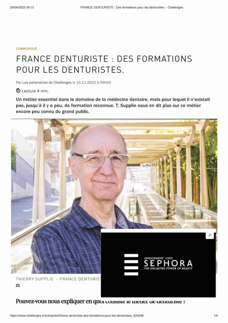 FRANCE DENTURISTE Des formations pour les denturistes