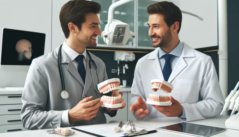collaboration entre un dentiste et un denturiste
