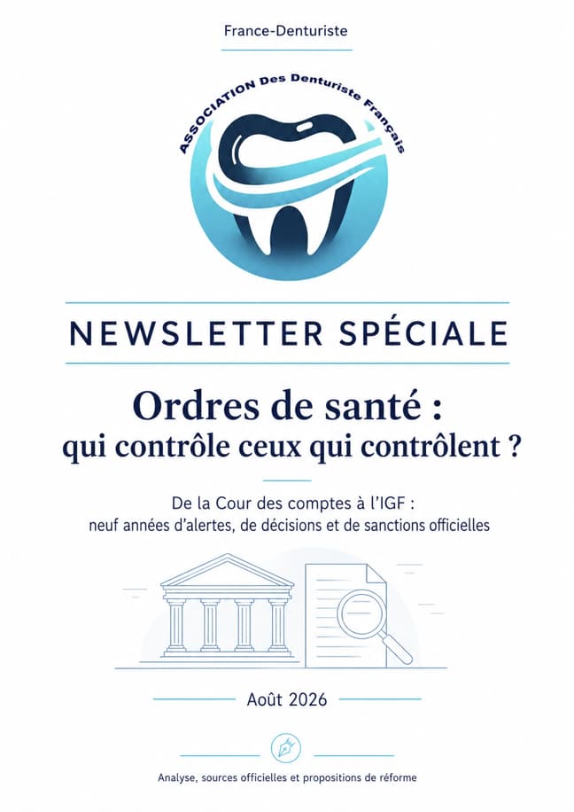 Réforme des ordres de santé – Newsletter spéciale France-Denturiste août 2026